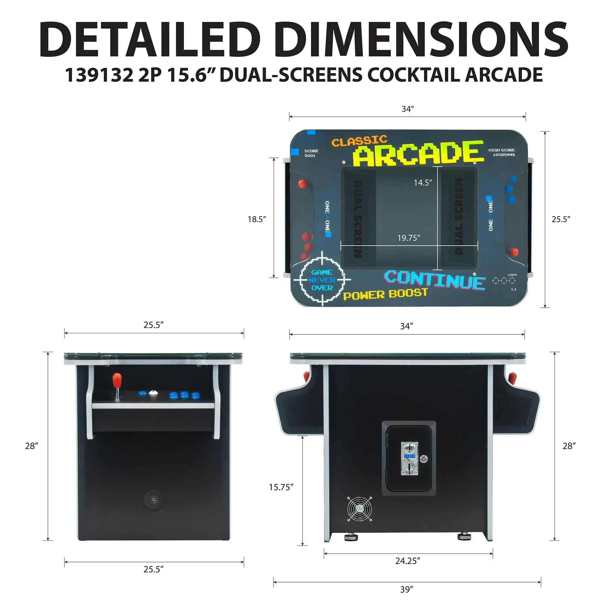 2P Dual-Screen Cocktail Arcade Machine