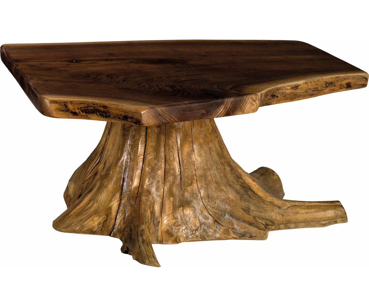 Live Edge Stump Base Coffee Table (Handmade Amish)