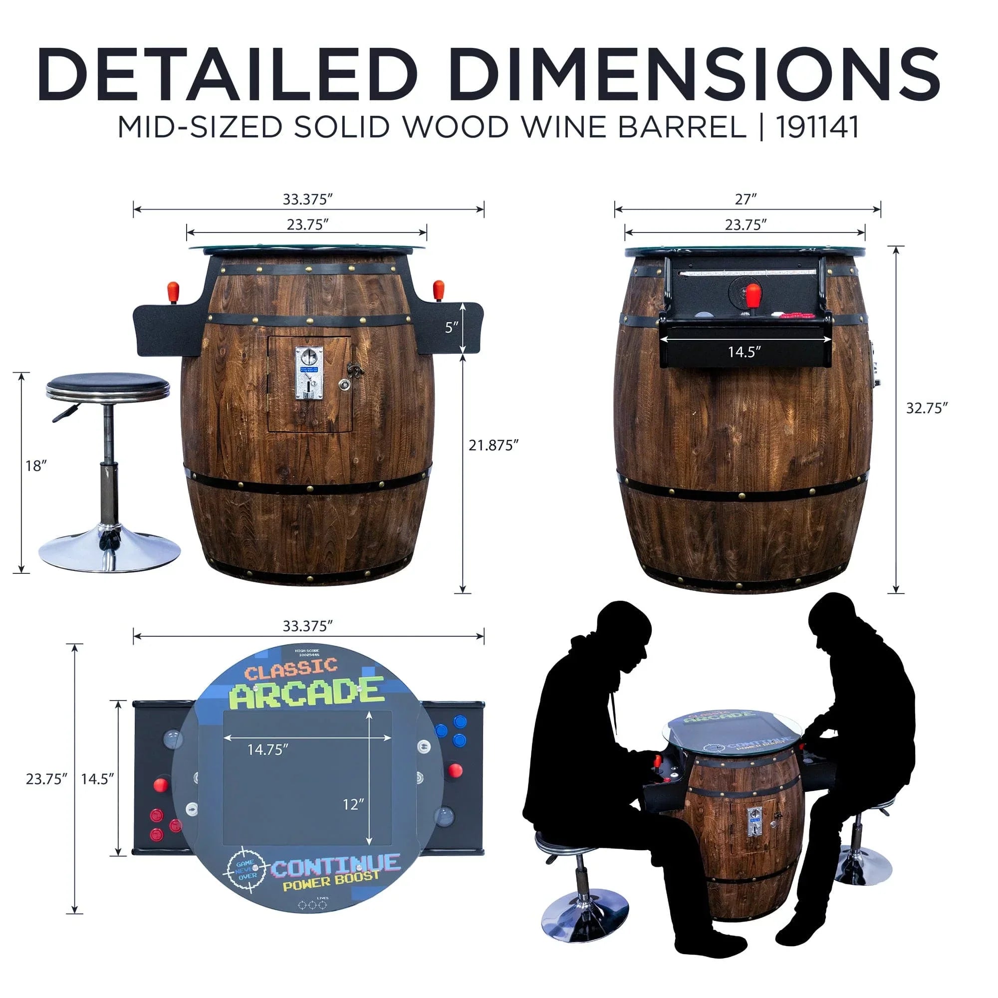 Wine Barrel Cocktail Arcade Machine