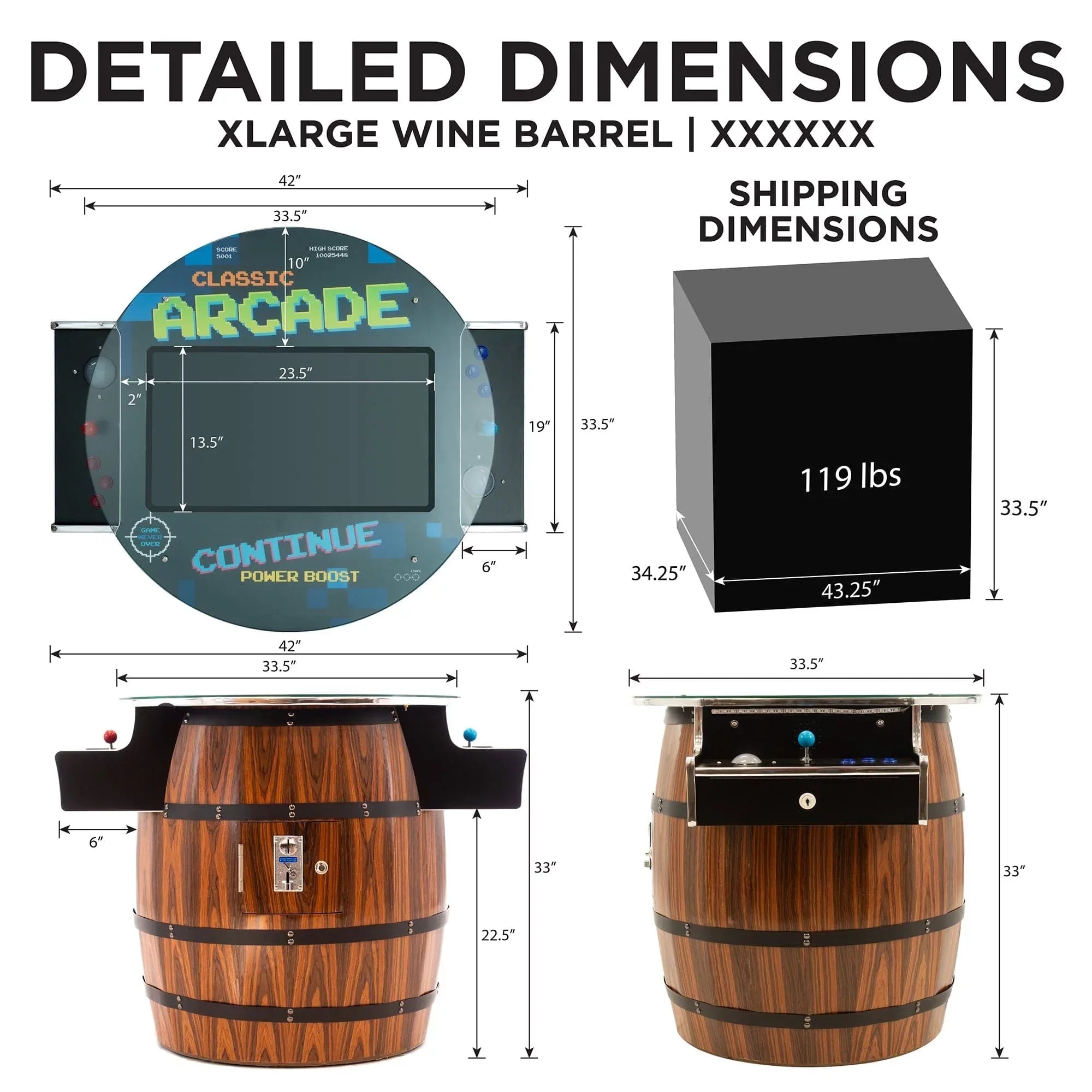 Wine Barrel Cocktail Arcade Machine