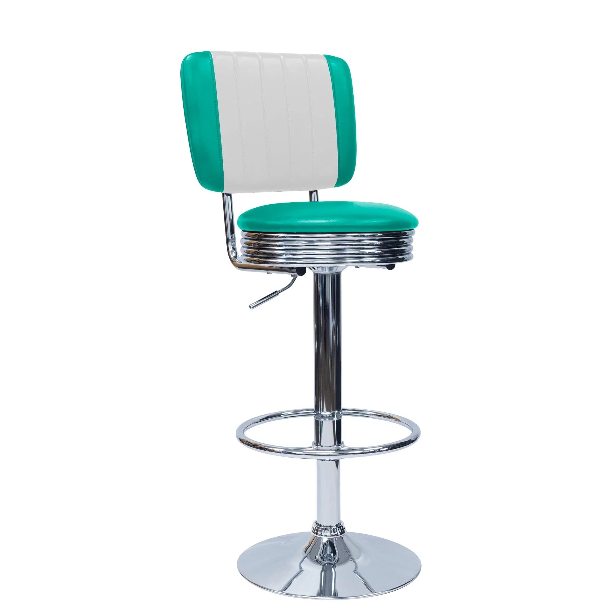 Adjustable Bar Stool with Backrest - Green