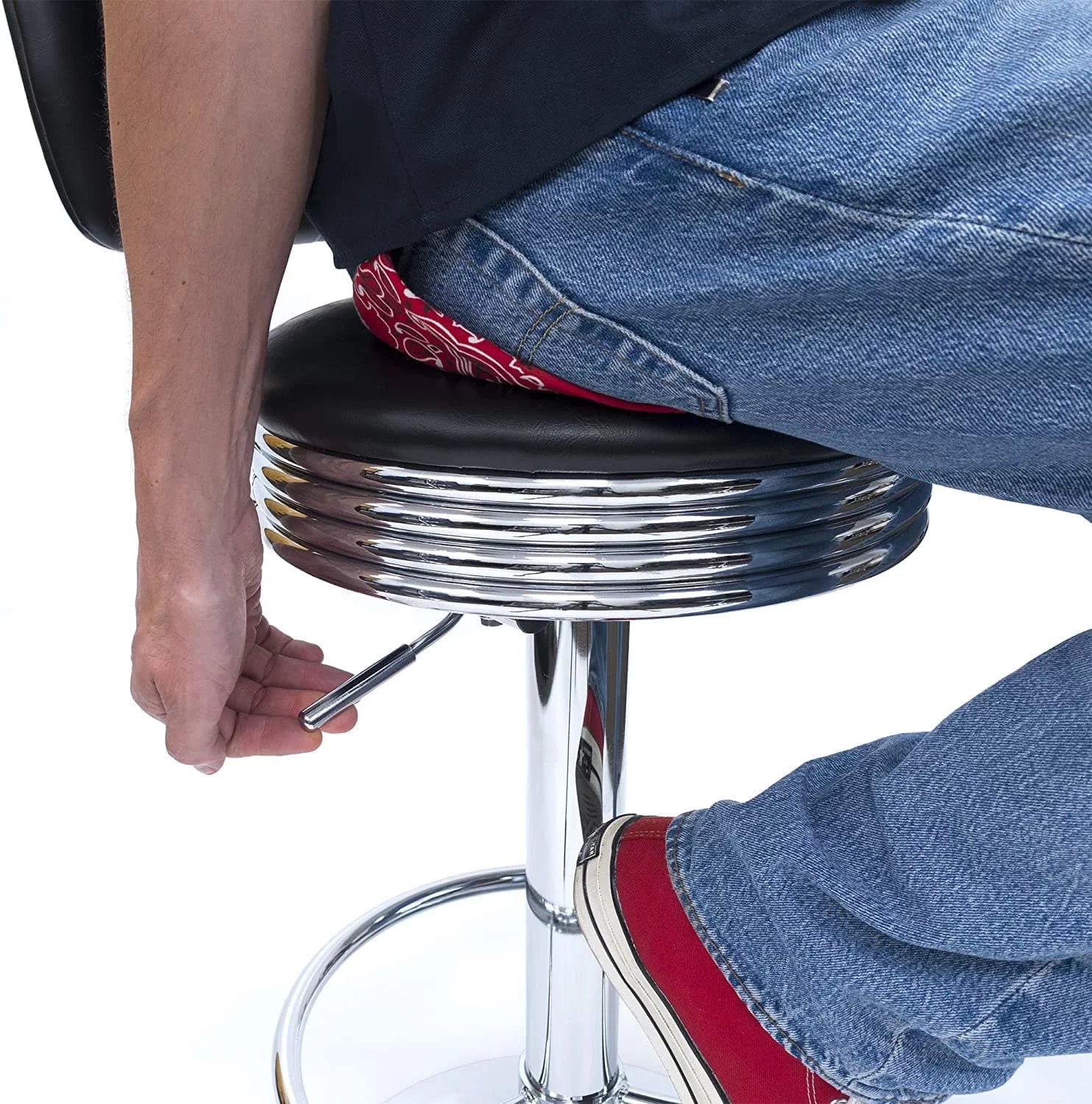 Retro Adjustable Bar Stool with Backrest